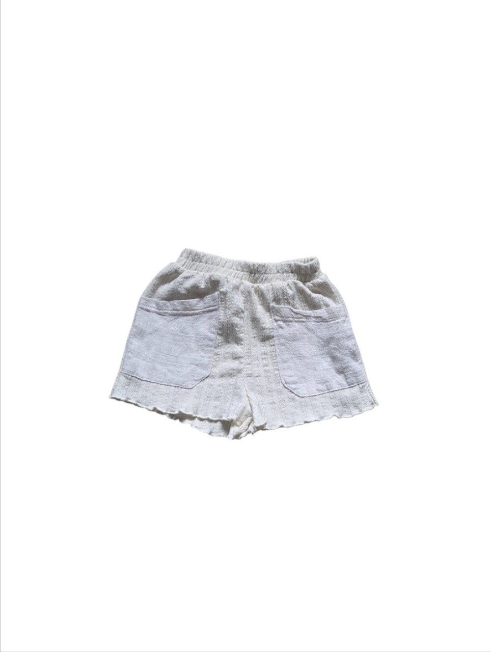 Zara Baby Cotton Gauze Shorts 6-9 Months Cream Textured Muslin Ruffle